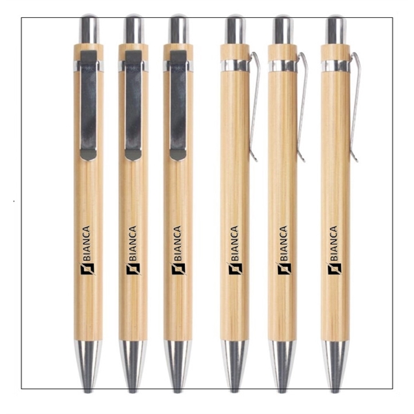 Bamboo Wooden Sustainable Retractable Ballpoint Pen - Bamboo Wooden Sustainable Retractable Ballpoint Pen - Image 0 of 2