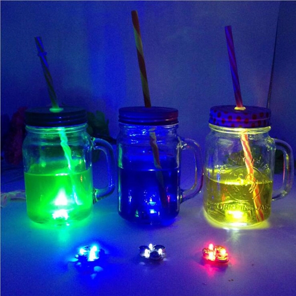 LED Light Mason Glass Mugs With Handle And Straw - LED Light Mason Glass Mugs With Handle And Straw - Image 2 of 5