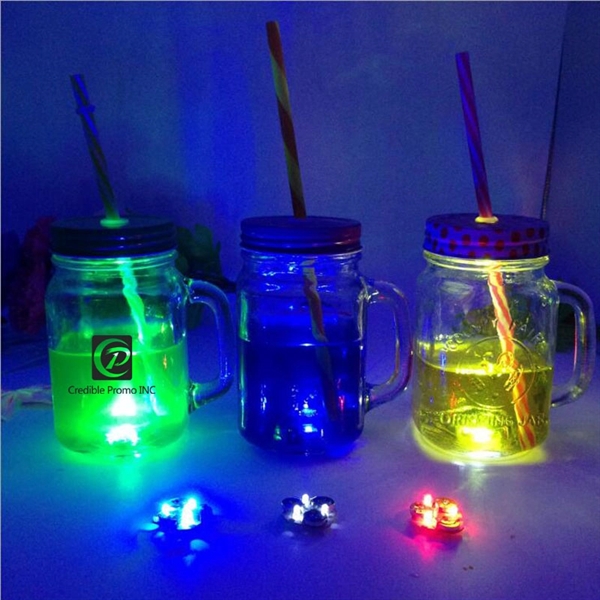 LED Light Mason Glass Mugs With Handle And Straw - LED Light Mason Glass Mugs With Handle And Straw - Image 3 of 5