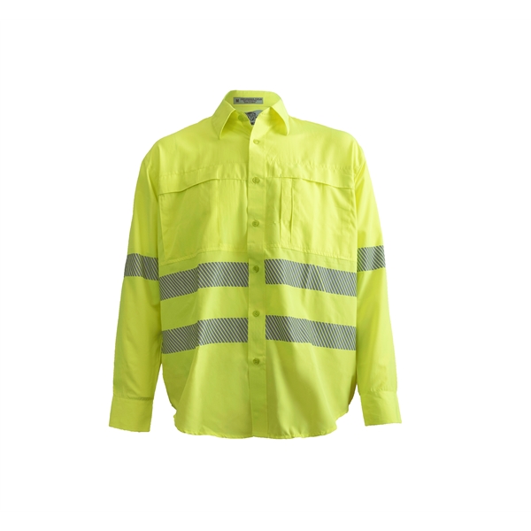 High Visibility Yellow Safety Long Sleeve Work Shirt - High Visibility Yellow Safety Long Sleeve Work Shirt - Image 1 of 2