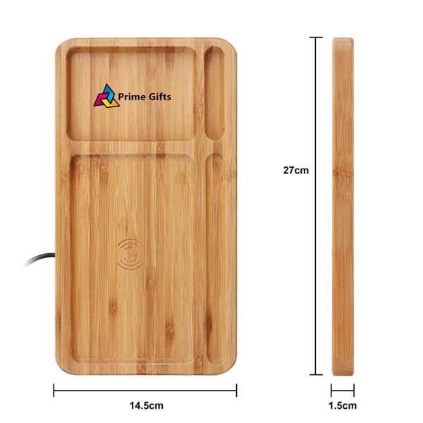 Wood Wireless Charger with Organizer - Wood Wireless Charger with Organizer - Image 1 of 3