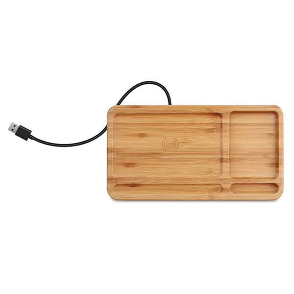 Wood Wireless Charger with Organizer - Wood Wireless Charger with Organizer - Image 2 of 3