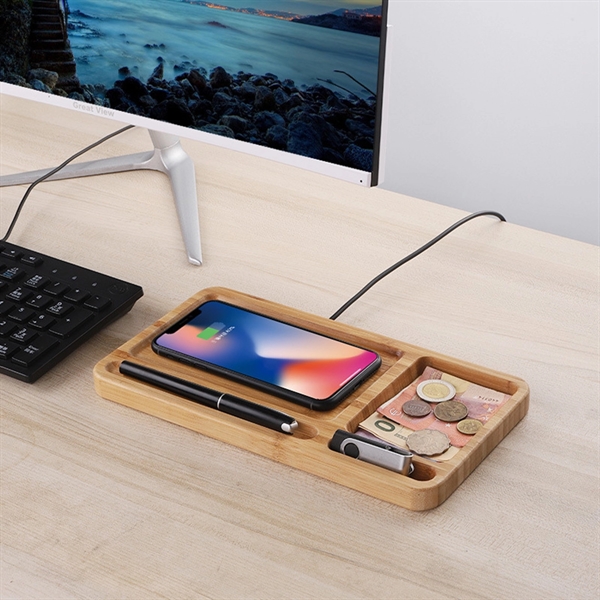 Wood Wireless Charger with Organizer - Wood Wireless Charger with Organizer - Image 3 of 3