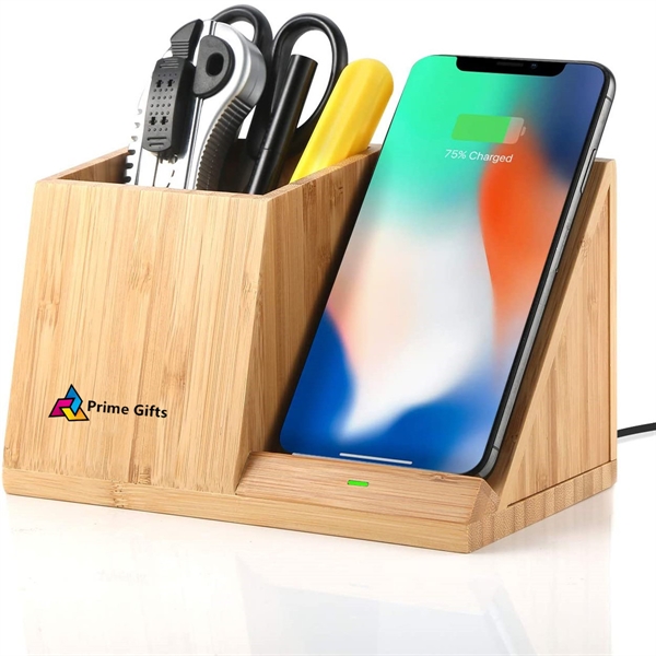 Bamboo Wireless Charger with Organizer - Bamboo Wireless Charger with Organizer - Image 0 of 3