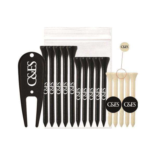 Combo Pack-5 2 1/8" tees,5 2 3/4" tees, 5 3 1/4", Divot Tool - Combo Pack-5 2 1/8" tees,5 2 3/4" tees, 5 3 1/4", Divot Tool - Image 0 of 0