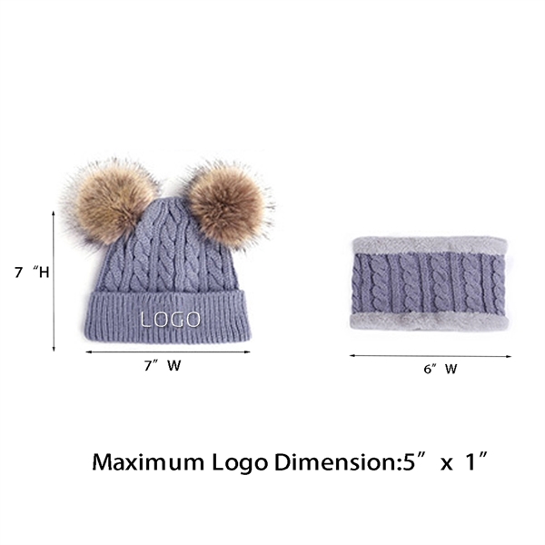 Lovely Pompom Kids Beanie Set - Lovely Pompom Kids Beanie Set - Image 1 of 1