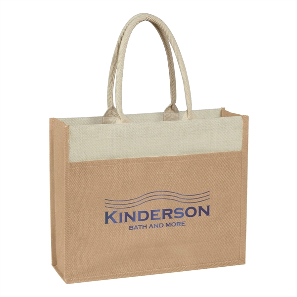 Jute Tote Bag With Front Pocket - Jute Tote Bag With Front Pocket - Image 2 of 9