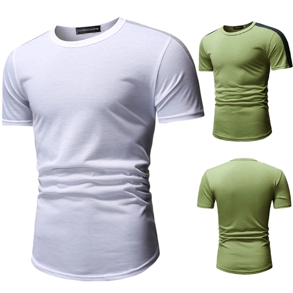 Pure Color Men's T-Shirt Short Sleeve - Pure Color Men's T-Shirt Short Sleeve - Image 5 of 6