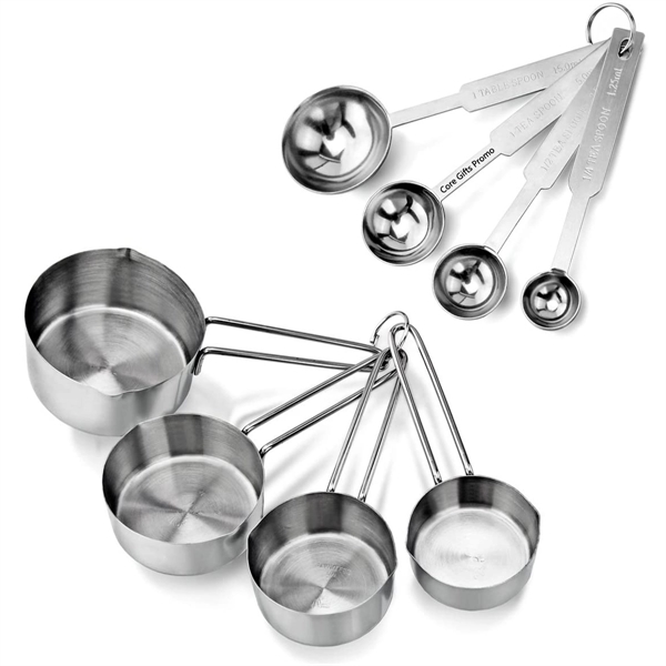 Stainless Steel Measuring Spoons and Cups Combo - Stainless Steel Measuring Spoons and Cups Combo - Image 0 of 4