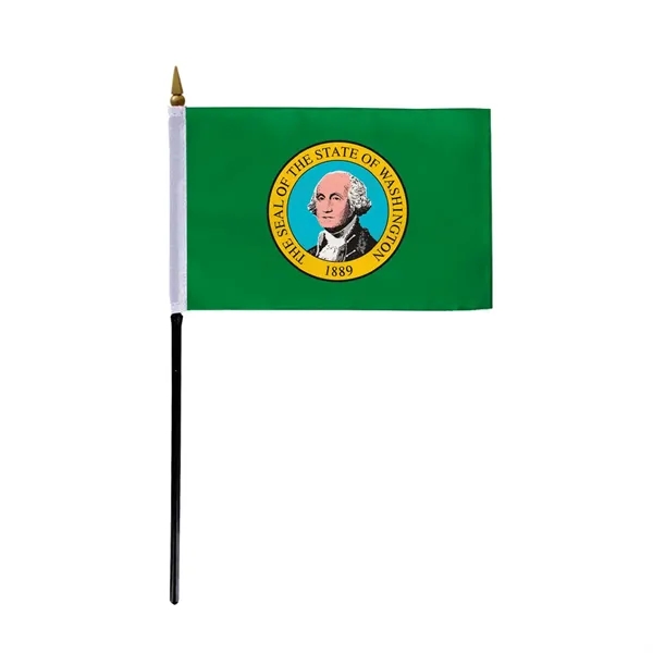 4"x6" & 12"x18'' Washington ePoly Printed Stick Flags - 4"x6" & 12"x18'' Washington ePoly Printed Stick Flags - Image 0 of 1