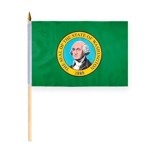 4"x6" & 12"x18'' Washington ePoly Printed Stick Flags - 4"x6" & 12"x18'' Washington ePoly Printed Stick Flags - Image 1 of 1
