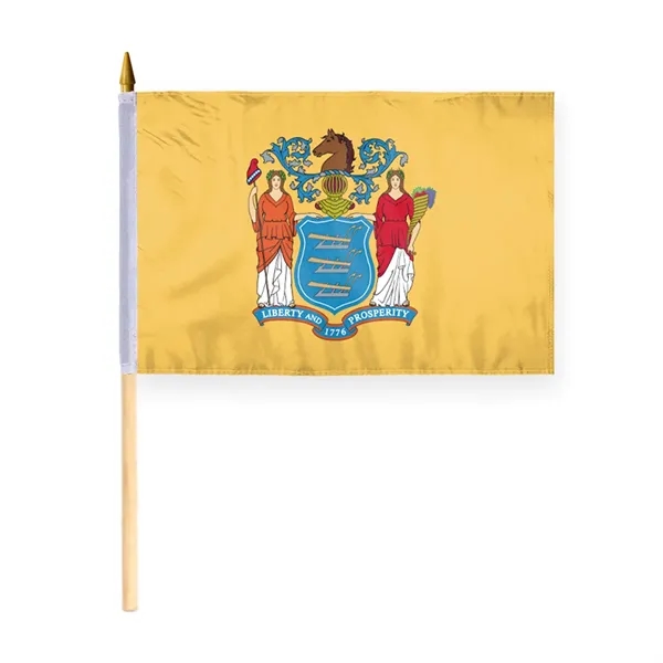 4"x6" & 12"x18'' New Jersey ePoly Printed Stick Flags - 4"x6" & 12"x18'' New Jersey ePoly Printed Stick Flags - Image 1 of 1