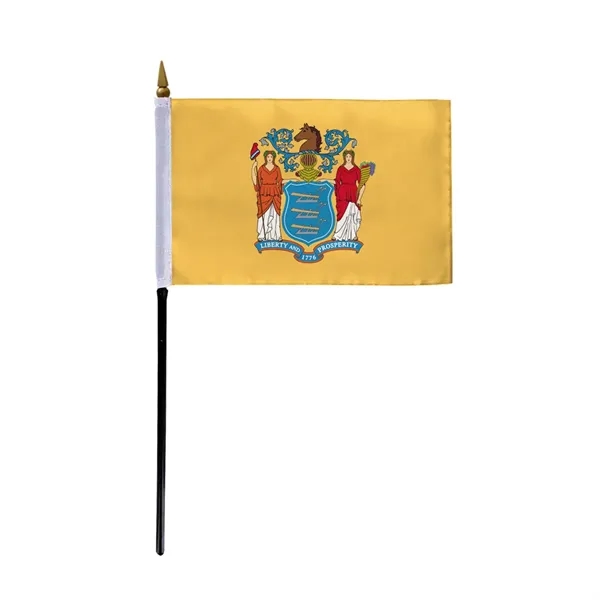4"x6" & 12"x18'' New Jersey ePoly Printed Stick Flags - 4"x6" & 12"x18'' New Jersey ePoly Printed Stick Flags - Image 0 of 1