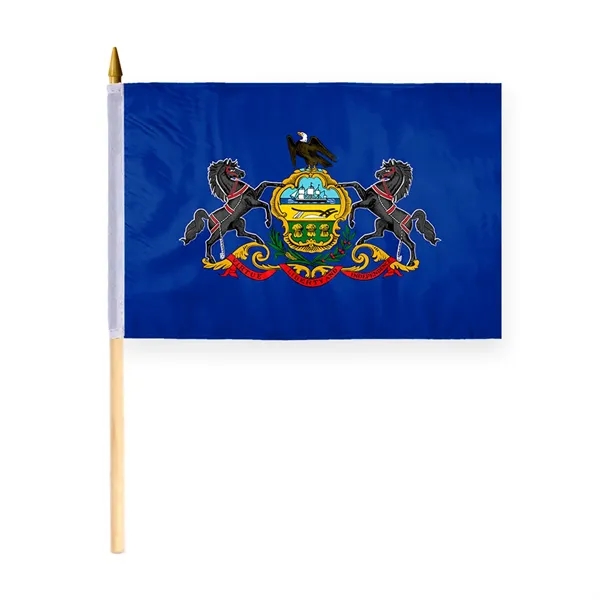 4"x6" & 12"x18'' Pennsylvania ePoly Printed Stick Flags - 4"x6" & 12"x18'' Pennsylvania ePoly Printed Stick Flags - Image 1 of 1