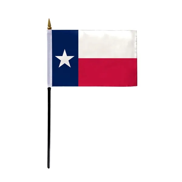 4"x6" & 12"x18'' Texas ePoly Printed Stick Flags - 4"x6" & 12"x18'' Texas ePoly Printed Stick Flags - Image 0 of 1