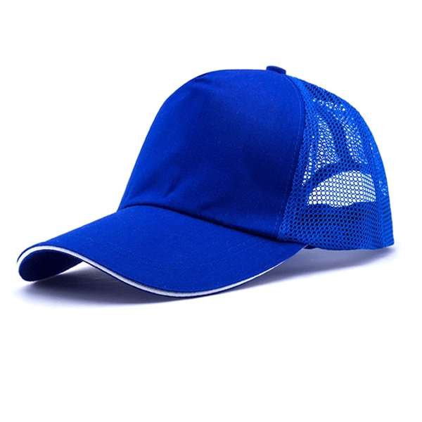 Structured 5-Panel Sandwich Trucker Mesh Cap w/ Plastic Snap - Structured 5-Panel Sandwich Trucker Mesh Cap w/ Plastic Snap - Image 6 of 15