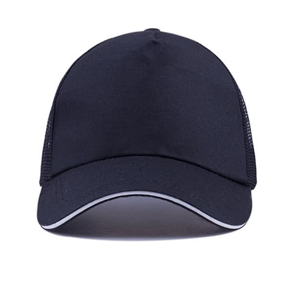 Structured 5-Panel Sandwich Trucker Mesh Cap w/ Plastic Snap - Structured 5-Panel Sandwich Trucker Mesh Cap w/ Plastic Snap - Image 7 of 15