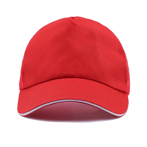 Structured 5-Panel Sandwich Trucker Mesh Cap w/ Plastic Snap - Structured 5-Panel Sandwich Trucker Mesh Cap w/ Plastic Snap - Image 11 of 15