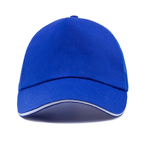 Structured 5-Panel Sandwich Trucker Mesh Cap w/ Plastic Snap - Structured 5-Panel Sandwich Trucker Mesh Cap w/ Plastic Snap - Image 12 of 15