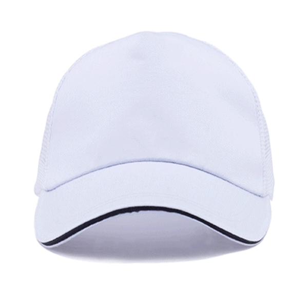 Structured 5-Panel Sandwich Trucker Mesh Cap w/ Plastic Snap - Structured 5-Panel Sandwich Trucker Mesh Cap w/ Plastic Snap - Image 13 of 15