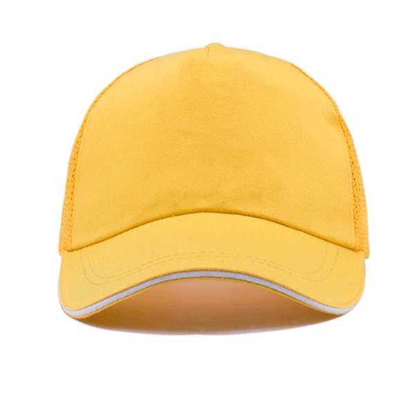 Structured 5-Panel Sandwich Trucker Mesh Cap w/ Plastic Snap - Structured 5-Panel Sandwich Trucker Mesh Cap w/ Plastic Snap - Image 14 of 15