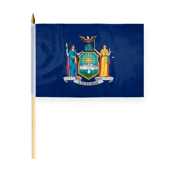 4"x6" & 12"x18'' New York ePoly Printed Stick Flags - 4"x6" & 12"x18'' New York ePoly Printed Stick Flags - Image 1 of 1