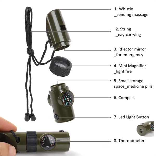 7 In 1 Outdoor Survival whistle - 7 In 1 Outdoor Survival whistle - Image 1 of 2