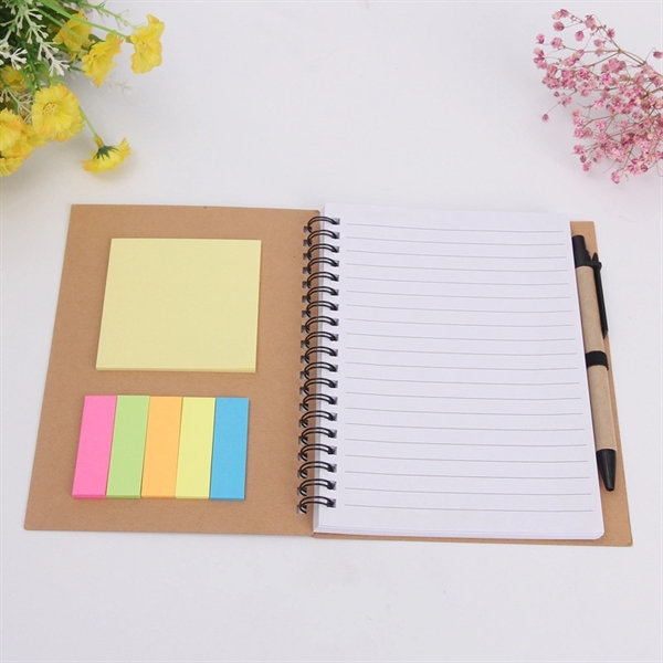 Recycled Spiral Notebook With Pen & Sticky Notes - Recycled Spiral Notebook With Pen & Sticky Notes - Image 3 of 3