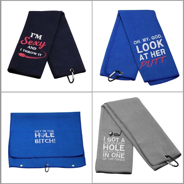 12x12" Microfiber Waffle Pattern Golf Towel - 12x12" Microfiber Waffle Pattern Golf Towel - Image 2 of 2