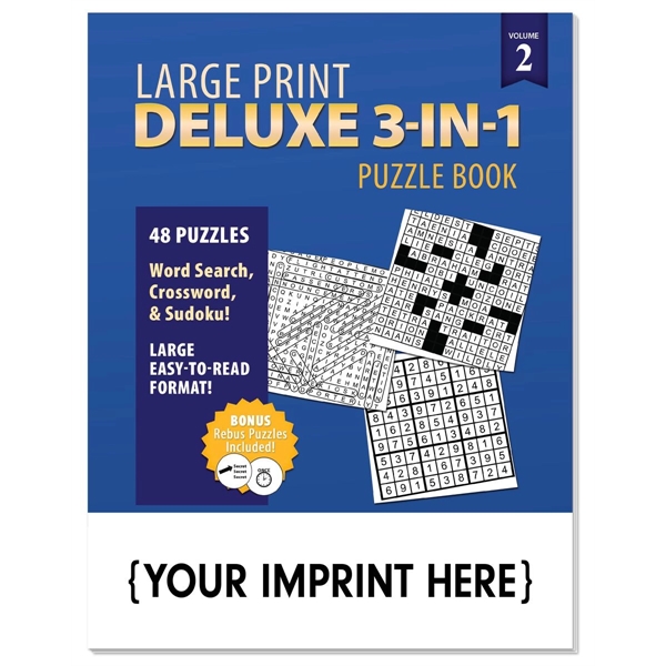Large Print Deluxe 3-in-1 Puzzle Book Vol.2 - Large Print Deluxe 3-in-1 Puzzle Book Vol.2 - Image 0 of 1