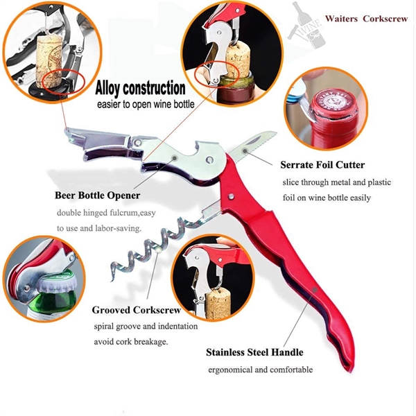 Multifunctional Corkscrew Bottle Opener Foil Cutter - Multifunctional Corkscrew Bottle Opener Foil Cutter - Image 2 of 2