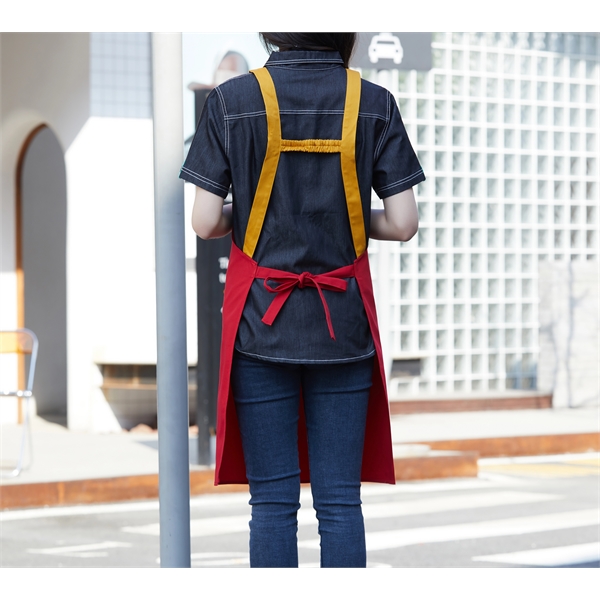 14 oz. Canvas Kitchen Apron w/ Brown shoulder Strap - 14 oz. Canvas Kitchen Apron w/ Brown shoulder Strap - Image 3 of 10