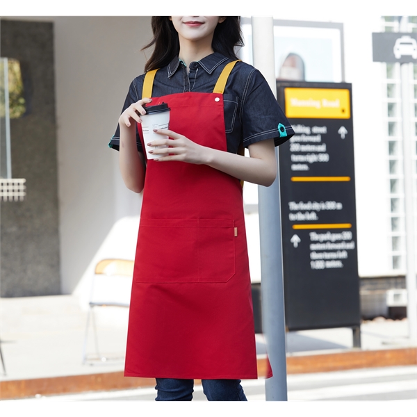 14 oz. Canvas Kitchen Apron w/ Brown shoulder Strap - 14 oz. Canvas Kitchen Apron w/ Brown shoulder Strap - Image 5 of 10
