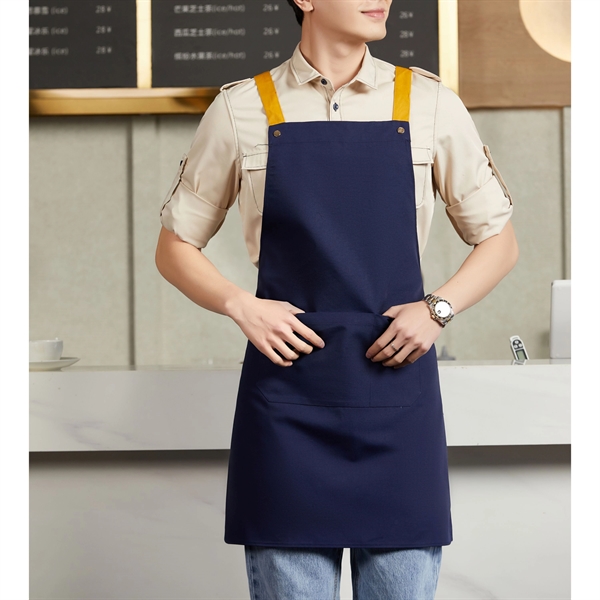 14 oz. Canvas Kitchen Apron w/ Brown shoulder Strap - 14 oz. Canvas Kitchen Apron w/ Brown shoulder Strap - Image 8 of 10