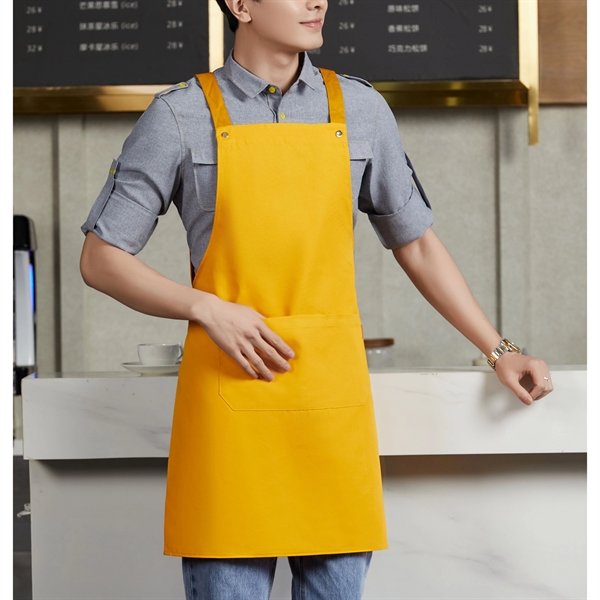 14 oz. Canvas Kitchen Apron w/ Brown shoulder Strap - 14 oz. Canvas Kitchen Apron w/ Brown shoulder Strap - Image 10 of 10
