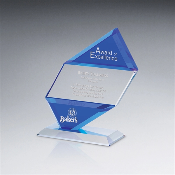 Angular Clear/Blue Glass Award