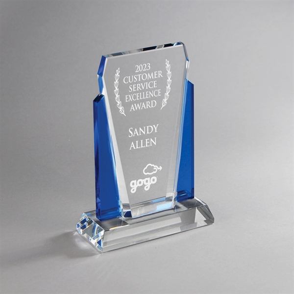Blue  Accent Clear Center Crystal Award