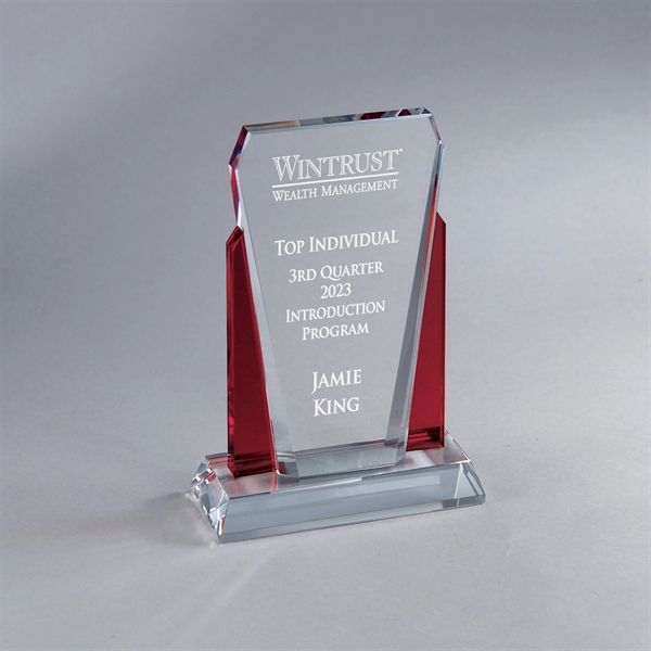 Red Accent Clear Center Crystal Award