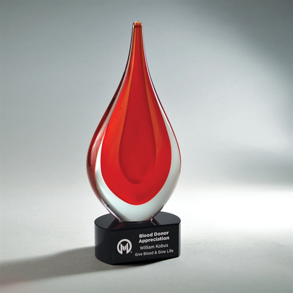 Red Teardrop Art Glass Award