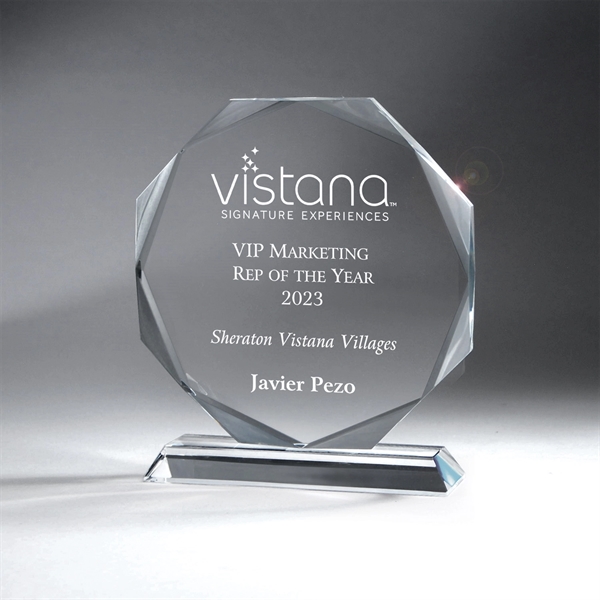Faceted Edge Circle Award on Slant Base