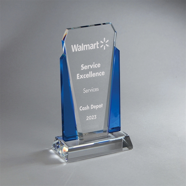 Blue  Accent Clear Center Crystal Award