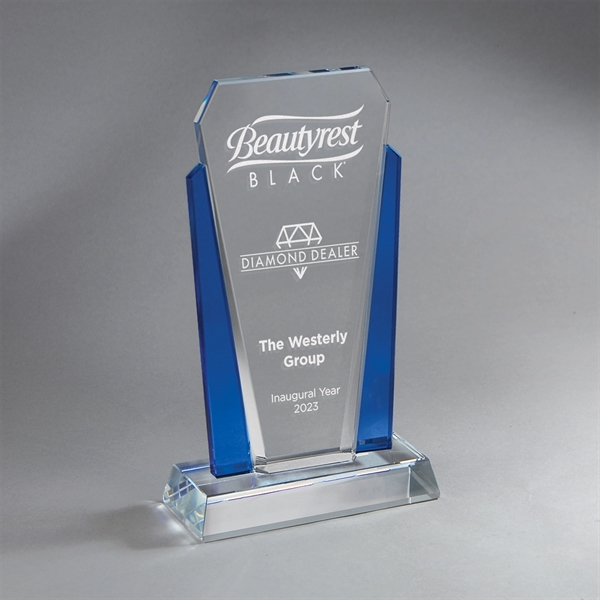 Blue Accent Clear Center Crystal Award