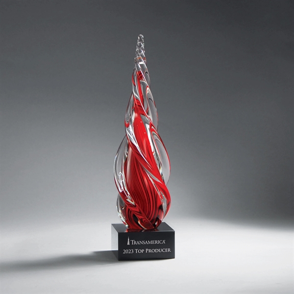 Twisted Horn Red Art Glass