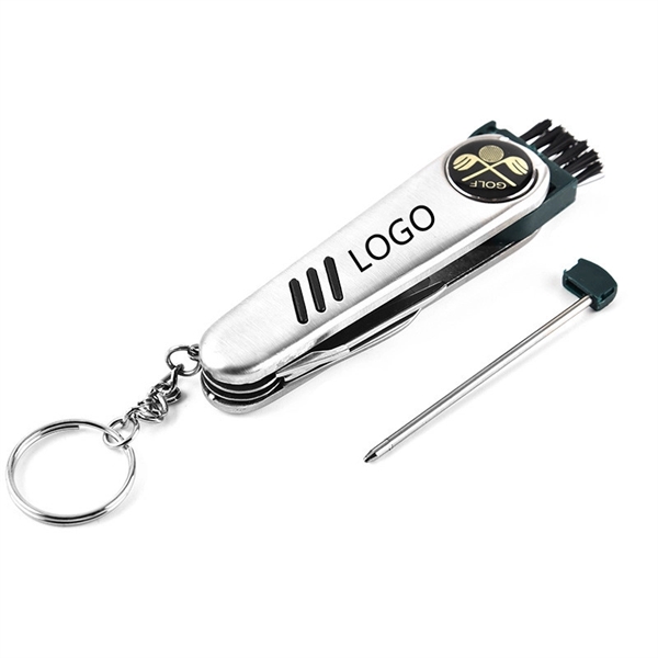 Multi Functional Keychain Golf Divot Tool With Pocket Knife - Multi Functional Keychain Golf Divot Tool With Pocket Knife - Image 0 of 4