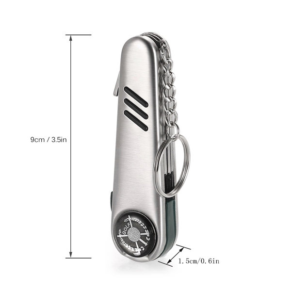 Multi Functional Keychain Golf Divot Tool With Pocket Knife - Multi Functional Keychain Golf Divot Tool With Pocket Knife - Image 2 of 4