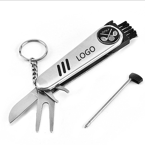 Multi Functional Keychain Golf Divot Tool With Pocket Knife - Multi Functional Keychain Golf Divot Tool With Pocket Knife - Image 3 of 4