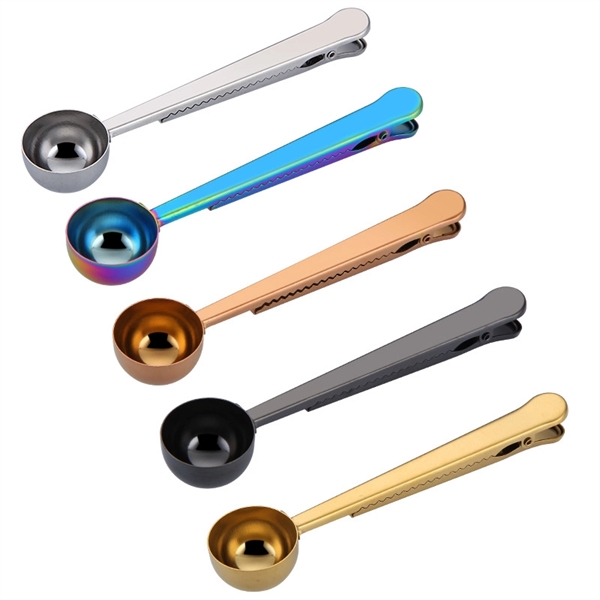 Stainless Steel Coffee Measuring Spoon With Sealing Clip - Stainless Steel Coffee Measuring Spoon With Sealing Clip - Image 0 of 1