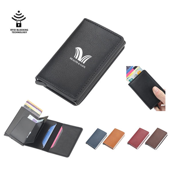RFID Slim Wallet Pop-up Credit Card Holder With Money Clip - RFID Slim Wallet Pop-up Credit Card Holder With Money Clip - Image 0 of 5