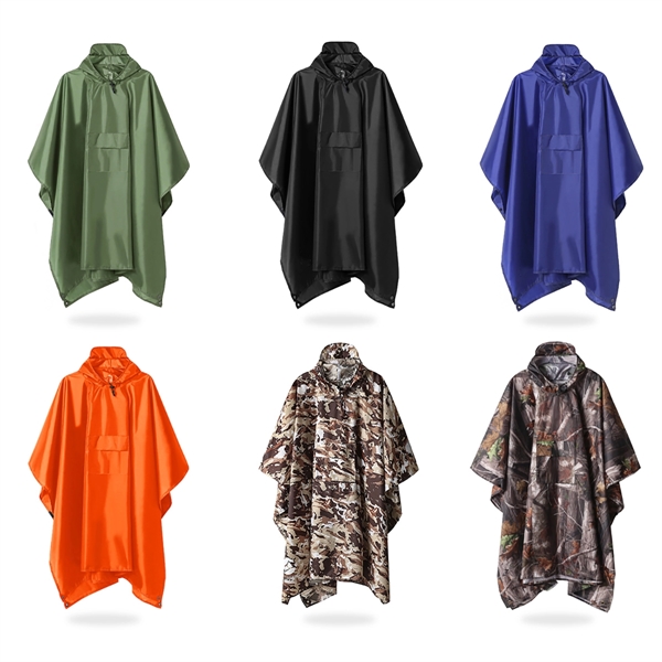 3 in 1 Outdoor Hooded Rain Ponchos/Mat/Tent Trap - 3 in 1 Outdoor Hooded Rain Ponchos/Mat/Tent Trap - Image 1 of 3