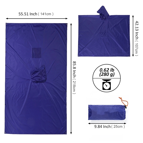 3 in 1 Outdoor Hooded Rain Ponchos/Mat/Tent Trap - 3 in 1 Outdoor Hooded Rain Ponchos/Mat/Tent Trap - Image 3 of 3